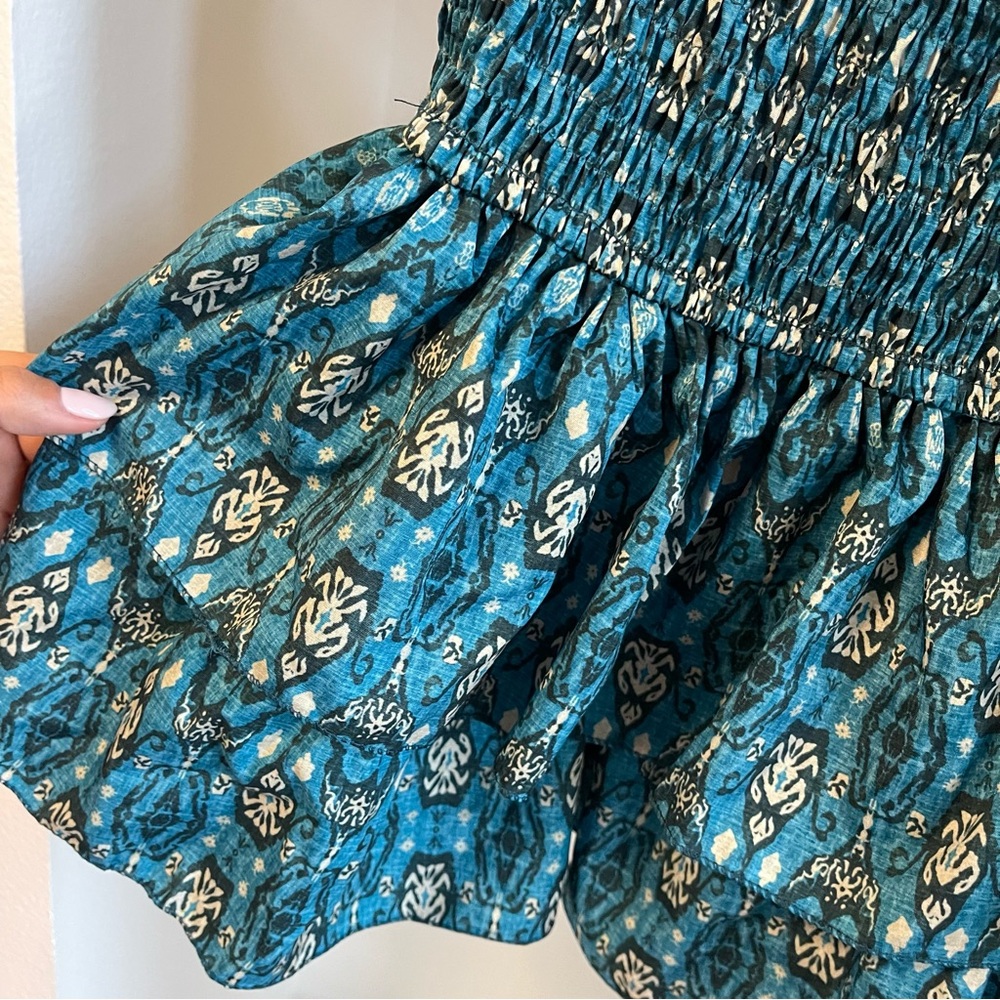 Blue Patterned Ruffled Skirt - Picture 3 of 4